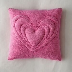Urban Outfitters Heart Puff Fleece Throw Pillow‎ Pink Y2K